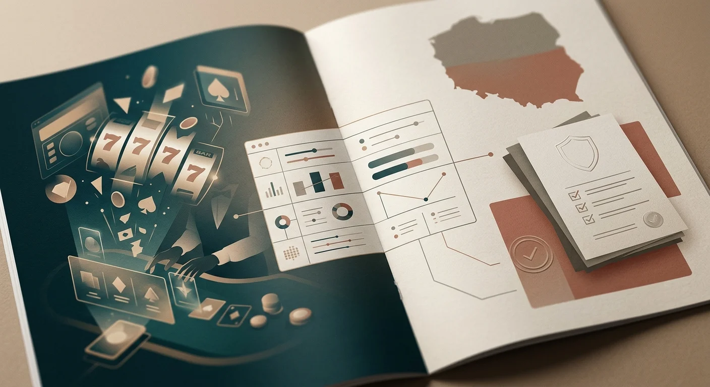 Analityczna ilustracja porównująca funkcje kasyna online i polski kontekst regulacyjny